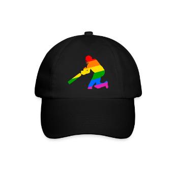 Cricket Spieler mit Regenbogen Geschenkidee - Baseballkappe - Schwarz/Schwarz - Vorne