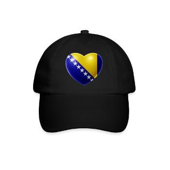 Herz (Bosnien / Bosna) - Baseballkappe - Schwarz/Schwarz - Vorne