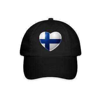 Herz (Finnland / Suomi) - Baseballkappe - Schwarz/Schwarz - Vorne