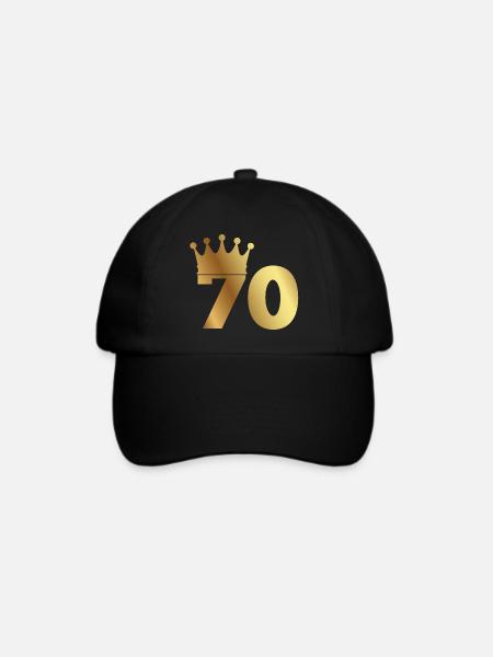 70. Geburtstag: 70 mit Krone - Baseballkappe - Schwarz/Schwarz