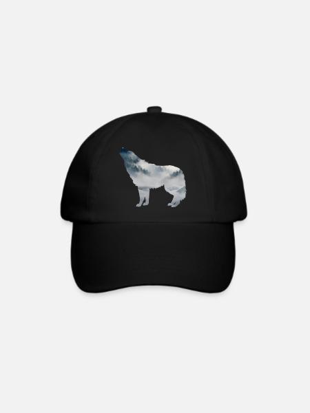 Wolf Silhouette - Baseballkappe - Schwarz/Schwarz