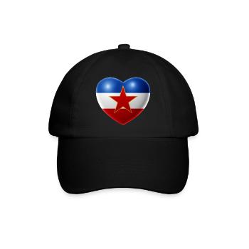 Herz (Jugoslawien / Jugoslavija / Jugosllavia) - Baseballkappe - Schwarz/Schwarz - Vorne