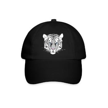 weißer Tiger - Baseballkappe - Schwarz/Schwarz - Vorne