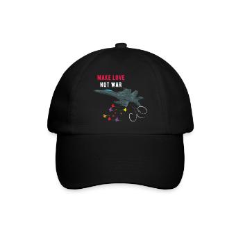 Make love no war Kampfjet bombardiert mit Blumen - Baseballkappe - Schwarz/Schwarz - Vorne