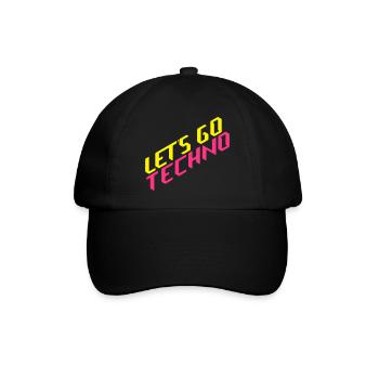 let's go techno - Baseballkappe - Schwarz/Schwarz - Vorne