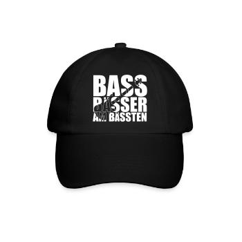 Bass Player Gift BASS BÄSSER AM BÄSSTEN Bassist - Baseballkappe - Schwarz/Schwarz - Vorne