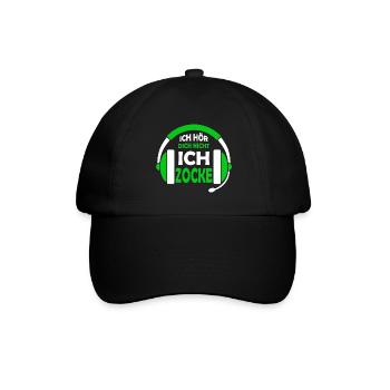 Ich Zocke Zocken Zocker Gamen - Baseballkappe - Schwarz/Schwarz - Vorne