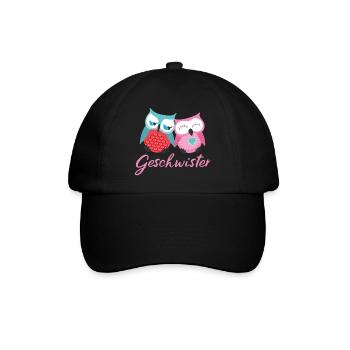 Geschwister Eulen - Baseballkappe - Schwarz/Schwarz - Vorne
