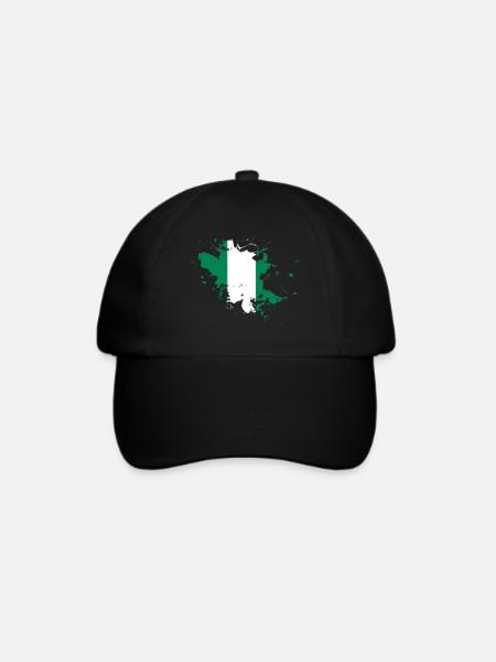 Nigeria Flagge als Farbklecks - Baseballkappe - Schwarz/Schwarz