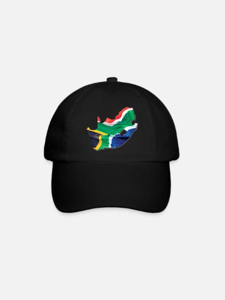 Echte Südafrika Flagge – Flag Map - Baseballkappe - Schwarz/Schwarz
