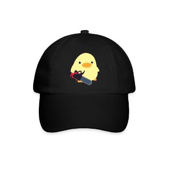 Ente mit Kettensäge Meme Küken Geschenkidee Huhn - Baseballkappe - Schwarz/Schwarz - Vorne