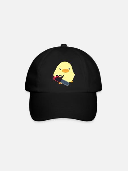 Ente mit Kettensäge Meme Küken Geschenkidee Huhn - Baseballkappe - Schwarz/Schwarz