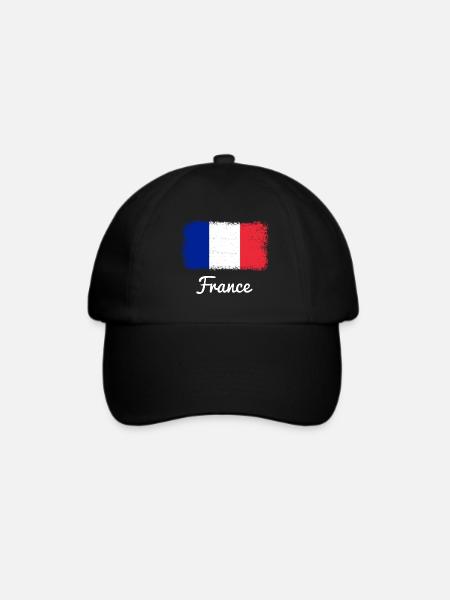 France Fahne Frankreich - Baseballkappe - Schwarz/Schwarz