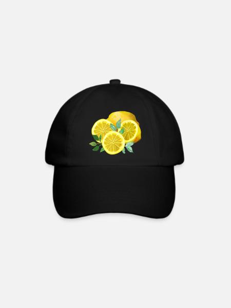 Zitronen, Gelb, Zitronenschnitten - Baseballkappe - Schwarz/Schwarz