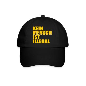 kein mensch ist illegal - Baseballkappe - Schwarz/Schwarz - Vorne