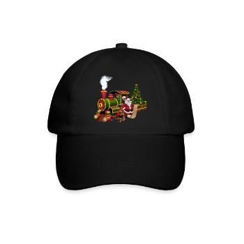 Santa mit einem Zug - Baseballkappe - Schwarz/Schwarz - Vorne