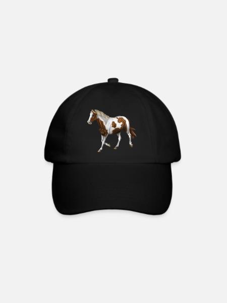 Pferdemotiv Fuchsschecke - Baseballkappe - Schwarz/Schwarz