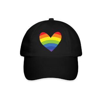 Regenbogen - Herz - Baseballkappe - Schwarz/Schwarz - Vorne