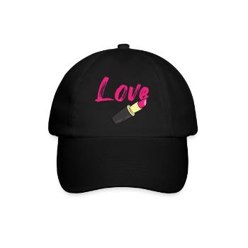 Lippenstift - Love mit Lippenstift geschrieben - Baseballkappe - Schwarz/Schwarz - Vorne