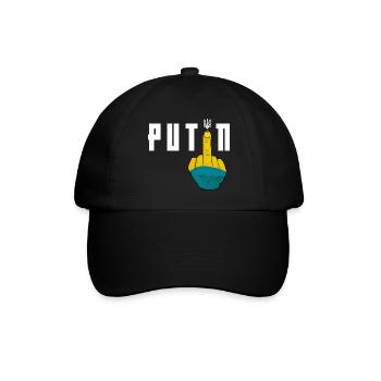 Fick dich Putin | Unterstütze die Ukraine - Baseballkappe - Schwarz/Schwarz - Vorne