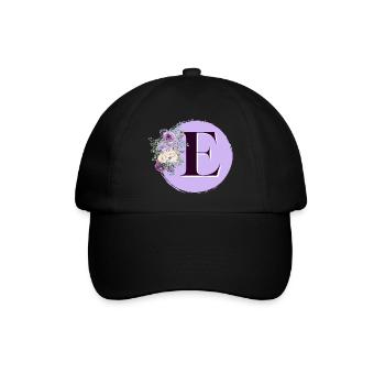 Brief E Blumenkranz - Baseballkappe - Schwarz/Schwarz - Vorne