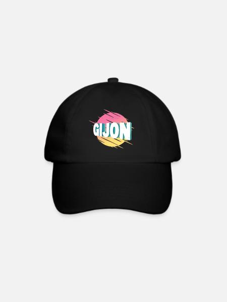 Gijon Spanien Stadt Schrift Vintage Retro - Baseballkappe - Schwarz/Schwarz