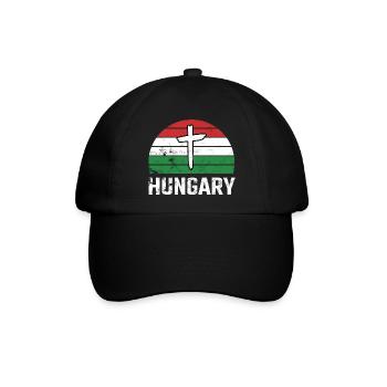 Ungarn Hungary Retro Sun Christlich Christ Ungarin - Baseballkappe - Schwarz/Schwarz - Vorne