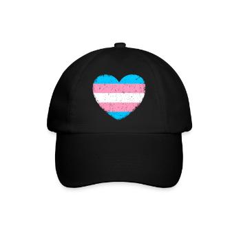 Trans* Herz | Im Vintage-Style - Baseballkappe - Schwarz/Schwarz - Vorne