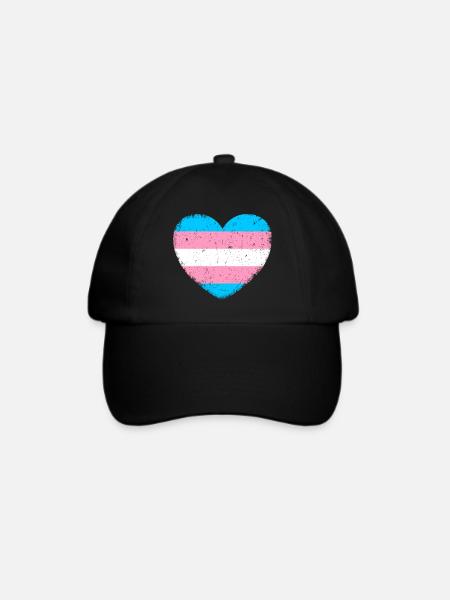 Trans* Herz | Im Vintage-Style - Baseballkappe - Schwarz/Schwarz