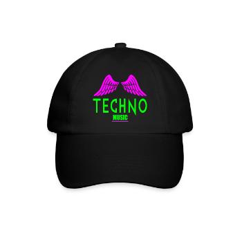 Engelsflügel der Techno-Musik - Baseballkappe - Schwarz/Schwarz - Vorne