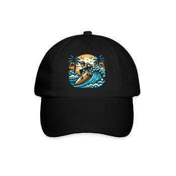 Surfer in Aktion - Baseballkappe - Schwarz/Schwarz - Vorne