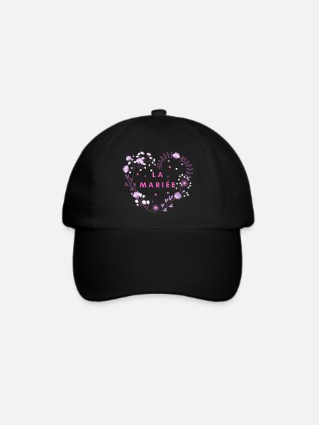 Das Blumenherz der Braut - Baseballkappe - Schwarz/Schwarz