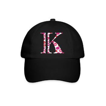 Buchstabe k Küsse - Baseballkappe - Schwarz/Schwarz - Vorne