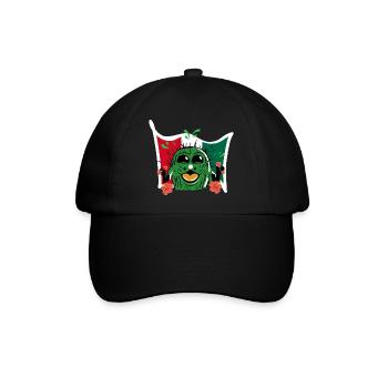 Lustiger Kaktus mit Mexiko Flagge - Baseballkappe - Schwarz/Schwarz - Vorne