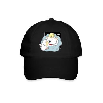 Hund koreanisch - japanischer Stil 03B - Baseballkappe - Schwarz/Schwarz - Vorne
