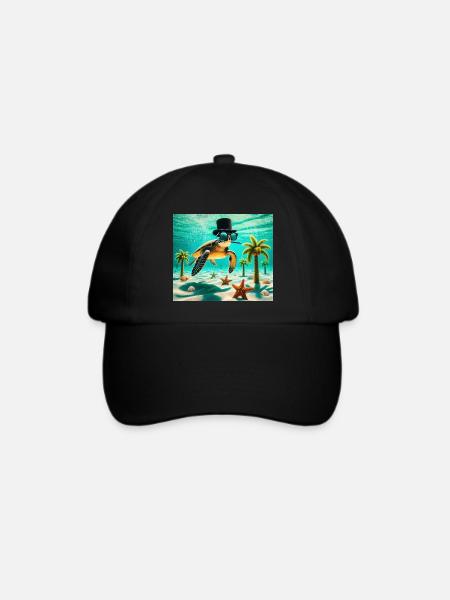 Schildkröte - Baseballkappe - Schwarz/Schwarz