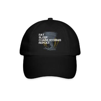 Eat Sleep Chase Storms Repeat Sturmjäger Unwetter - Baseballkappe - Schwarz/Schwarz - Vorne