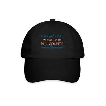 Apotheke | Pharma Life - Baseballkappe - Schwarz/Schwarz - Vorne