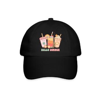 Sommer Vibes See Natur Flora Kunst Blumen Meer - Baseballkappe - Schwarz/Schwarz - Vorne