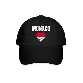 Ich liebe Monaco, die Flagge von Monaco - Baseballkappe - Schwarz/Schwarz - Vorne