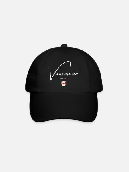 Vancouver, Kanada, minimalistisches, elegantes Design - Baseballkappe - Schwarz/Schwarz