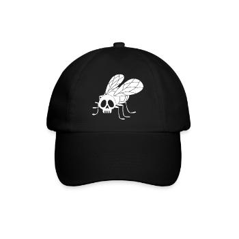 Fly Skull (weiß) - Baseballkappe - Schwarz/Schwarz - Vorne