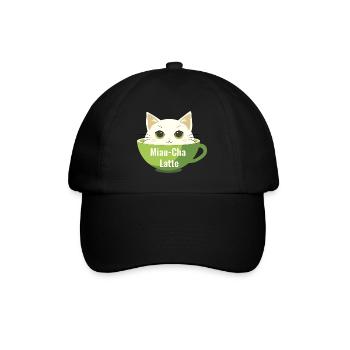 Miau-Cha Latte - Baseballkappe - Schwarz/Schwarz - Vorne