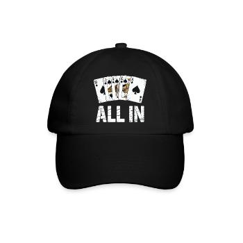 Poker Royal Flush - ALL IN Design - Baseballkappe - Schwarz/Schwarz - Vorne