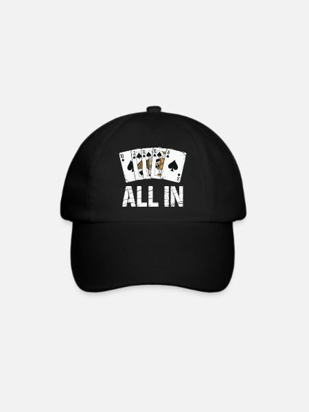Poker Royal Flush - ALL IN Design - Baseballkappe - Schwarz/Schwarz