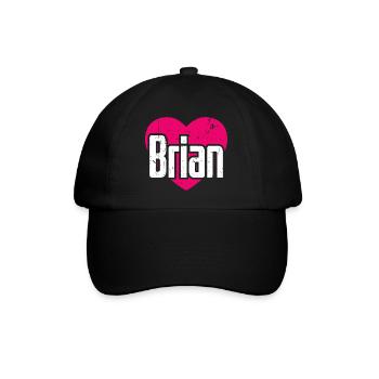 I Love Brian Pinkes Herz Ich liebe Brian - Baseballkappe - Schwarz/Schwarz - Vorne