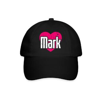 I Love Mark Pinkes Herz Ich liebe Mark - Baseballkappe - Schwarz/Schwarz - Vorne