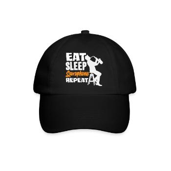 Eat Sleep Saxophone Repeat Saxophonist - Baseballkappe - Schwarz/Schwarz - Vorne