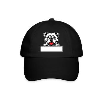 Bulldog Namenschild - Baseballkappe - Schwarz/Schwarz - Vorne