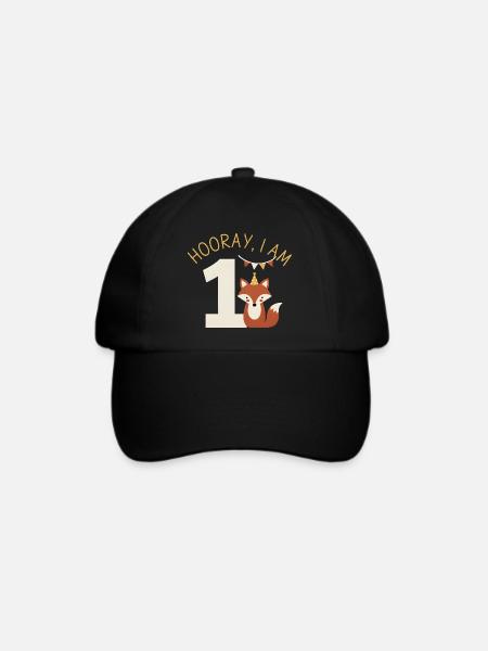 Hurra ich bin 1 Süßer Fuchs Geburtstag - Baseballkappe - Schwarz/Schwarz